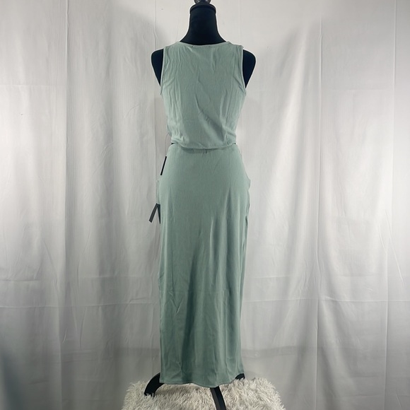 Lulus make my move mint blue ribbed tie front two piece midi dress, XL - Picture 4 of 14